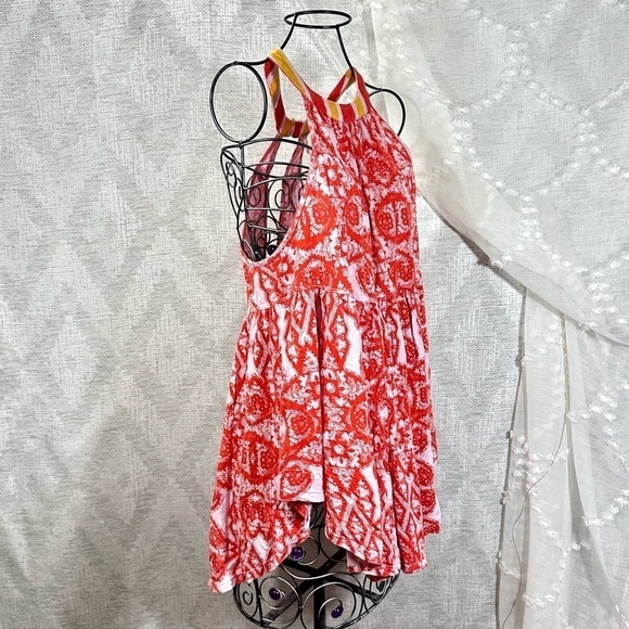 Free People Mini printed boho halter neck tunic size M - Picture 9 of 10